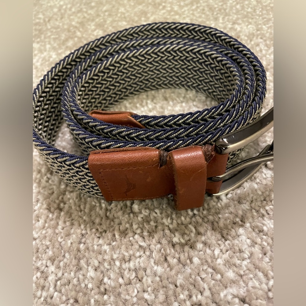 New Tommy Bahama Men's Navy Stretch Webbed Belt Size, S/M